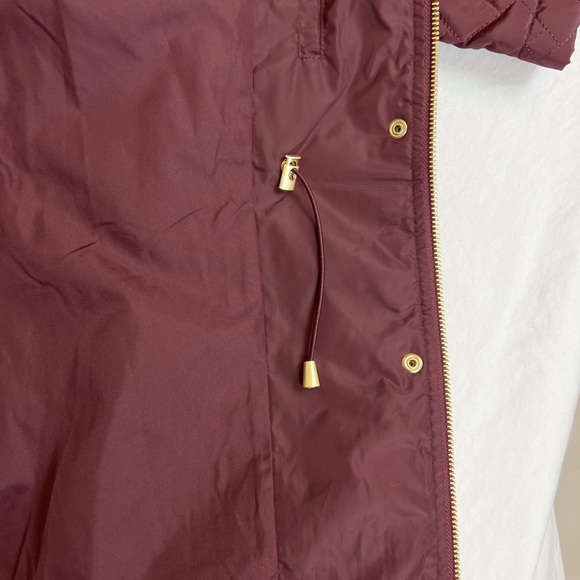 Cole Haan Signature Quilted Jacket Snap Full Zip Outerwear Coat Burgundy Medium - Picture 6 of 8